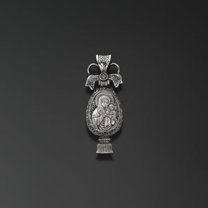 Nativity of the All-Holy Virgin Mary with an Image of the All-Holy Our Lady of the Unfading Flower. Easter Egg photo a