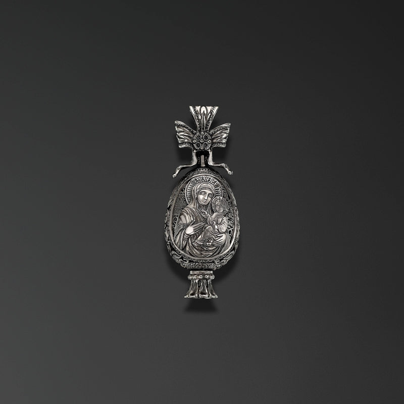 Trinity with an Image of the All-Holy Our Lady Quick to Hearken. Easter Egg photo a