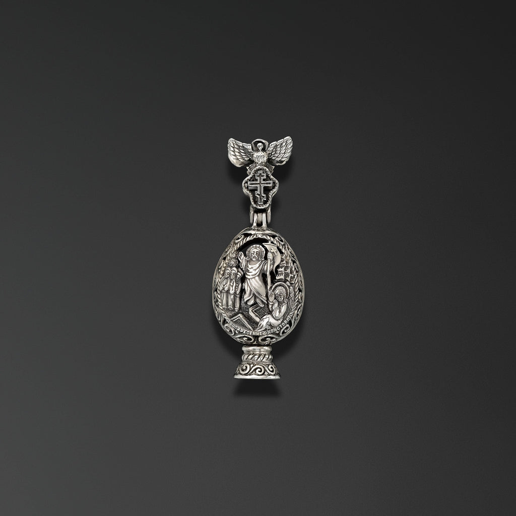 Resurrection. Easter Egg with an Image of Our Lady of Kazan photo b