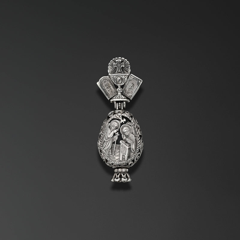 Annunciation. Easter Egg with an Image of Our Lady of the Sign photo b