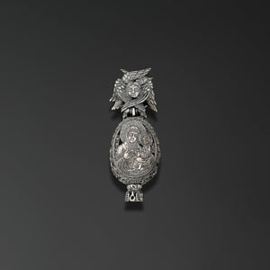 Transfiguration. Easter Egg with an Image of Our Lady of Tikhvin photo a