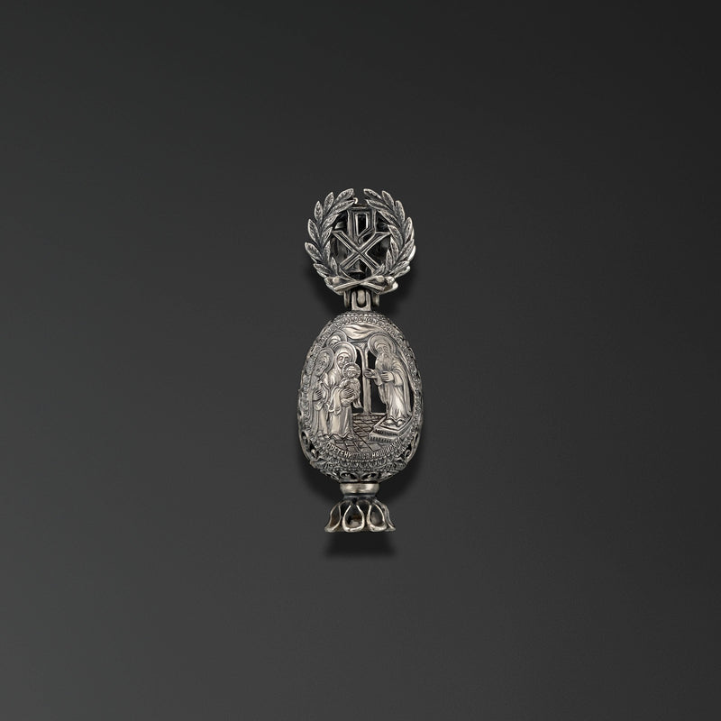 Presentation of Jesus at the Temple. Easter Egg with an Image of the Iveron Theotokos photo b