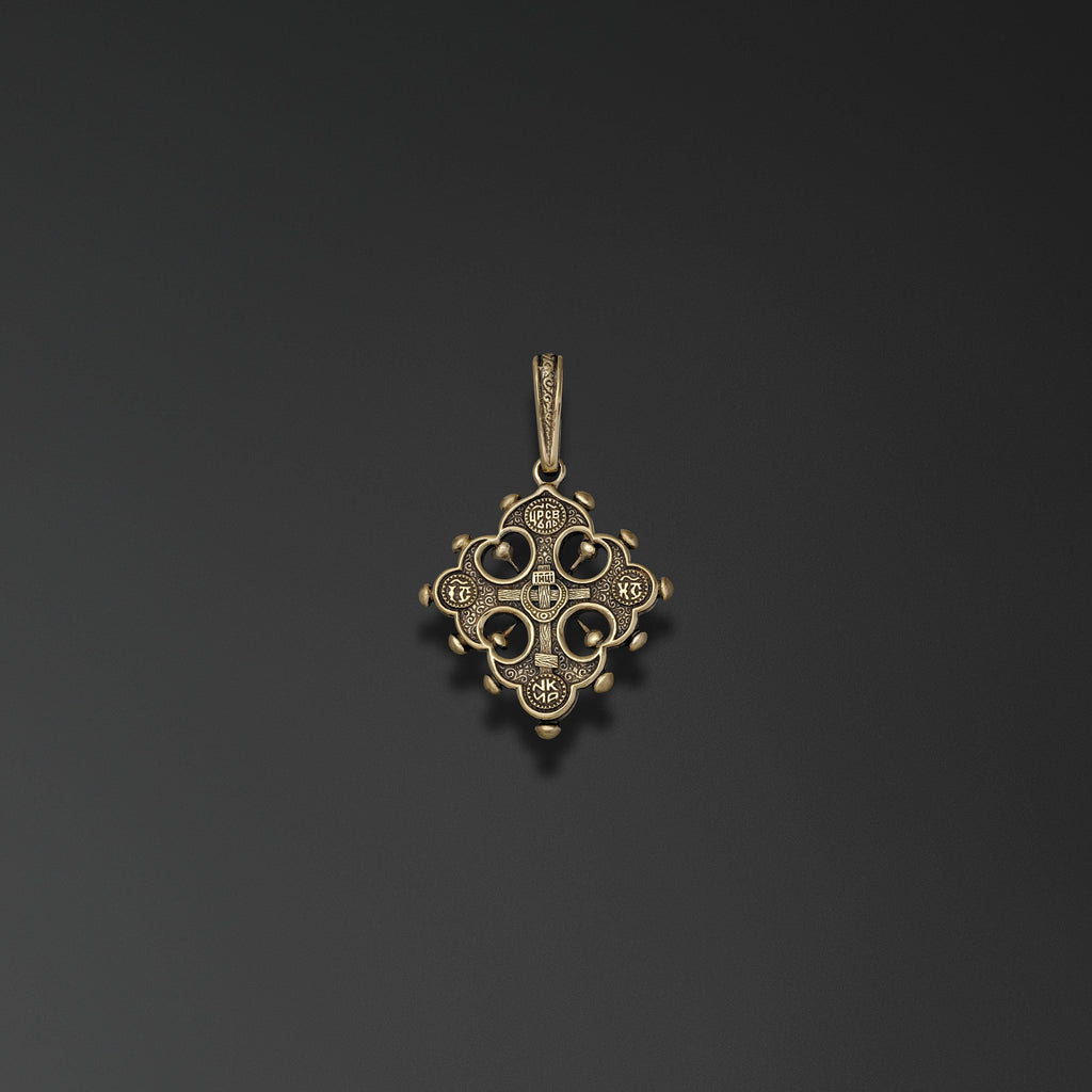 Greek cross with lily-petal silhouette