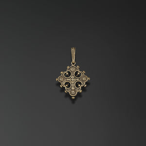 Greek cross with lily-petal silhouette
