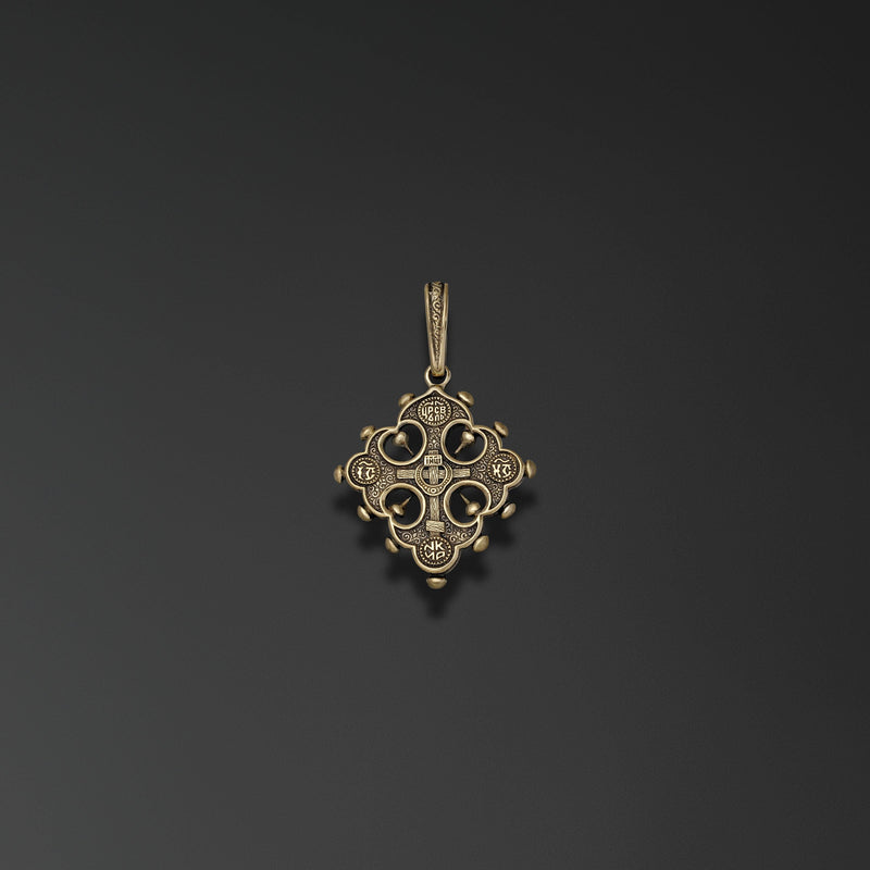 Greek cross with lily-petal silhouette