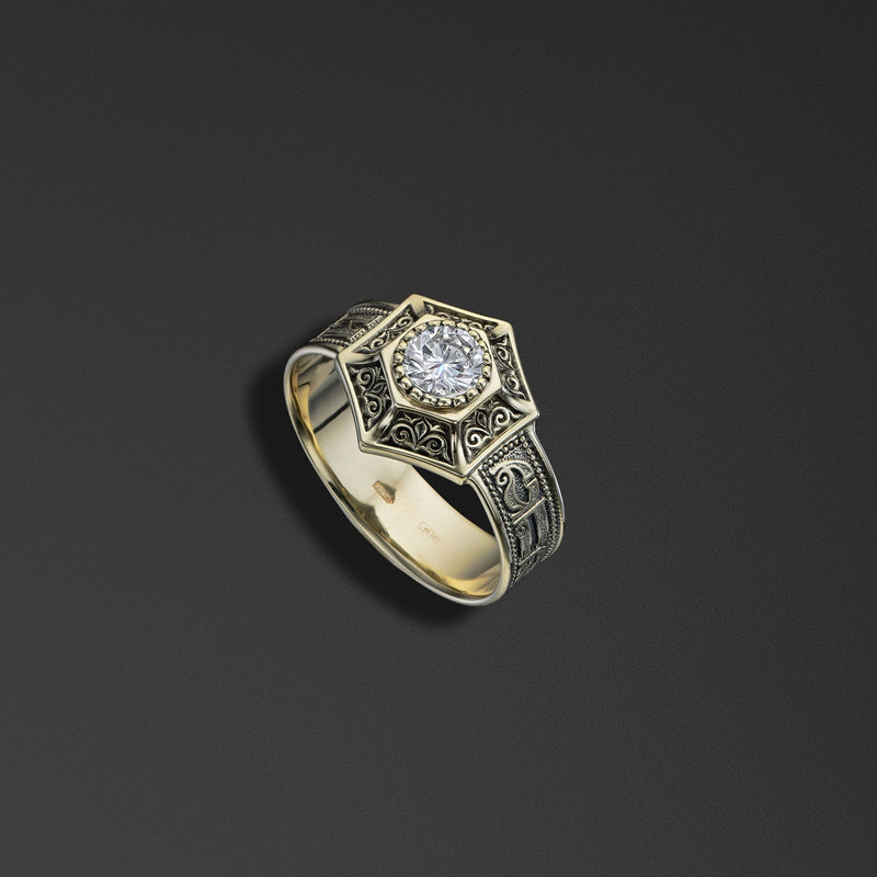 Protective signet ring bearing the words of the ‘Save and Protect’ prayer photo a