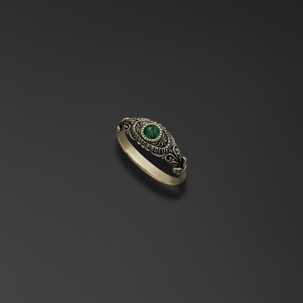 Protective signet ring bearing the words of the Hail Mary photo a