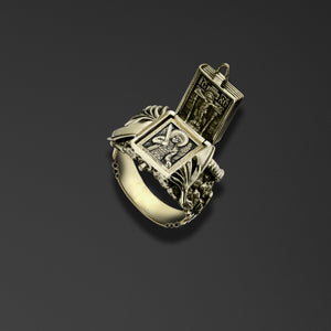 Folding signet ring in the shape of the Gospels/ image of Saint John the Warrior/ image of Saint Nicholas the Miracle Worker/ image of Archangel Michael/image Saint George the Victorious photo b