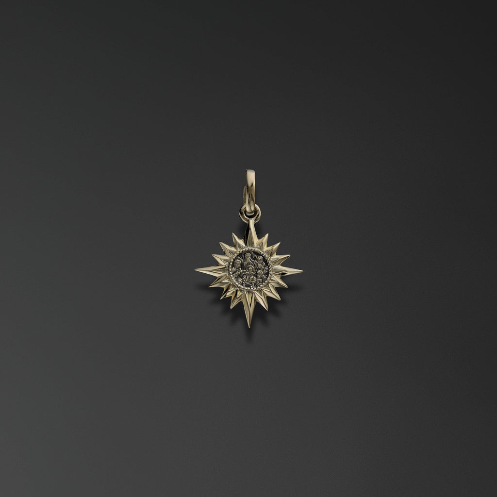 The Star of Bethlehem with an Image of the Holy Family photo a